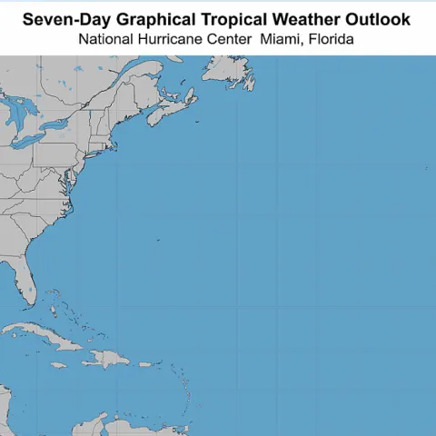 National Hurricane Center map showing Atlantic coastal regions and ocean areas.