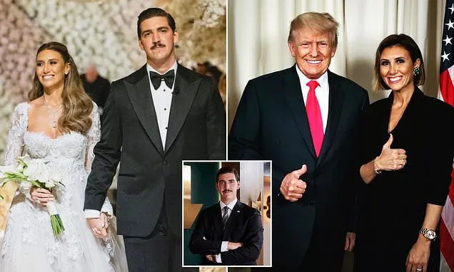 Collage: smiling couple in wedding attire, two people posing with thumbs up, and inset of man arms crossed.