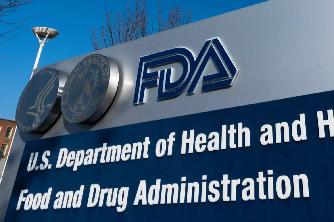 FDA sign and U.S. Department of Health and Human Services seal in front of a building