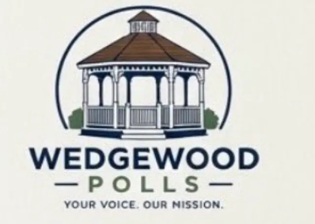 Wedgewood Polls logo with gazebo illustration and tagline 'Your Voice. Our Mission.'